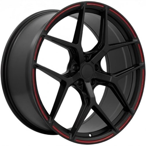 Brixton PF7 10x22 5*112 ET30 DIA66.6 Satin Black Red Lip Кованый